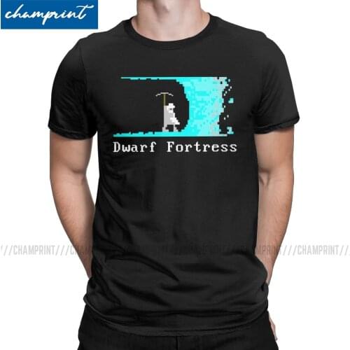 Dwarf Fortress Miner T-Shirt for Men Ascii Pixel Gaming Novelty Tee Shirt Crewneck Short Sleeve T Shirt Printed Clothing