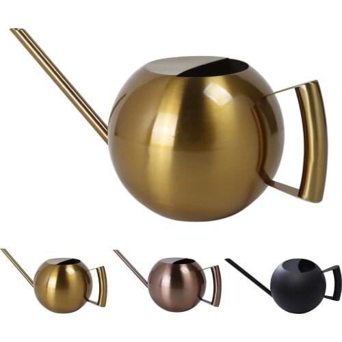 Stainless Steel Indoor Watering Pot Vintage 1000ml Long Mouth Plants Kettle For Watering Lawn Garden Bottle Supplies Tool