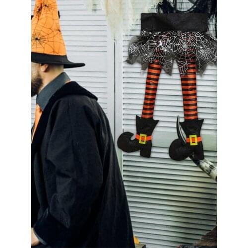 Halloween Witchs LegsHalloween Wreath Door Hanging Decoration Wicked Novelty Witch Legs Plush Witch Legs With Shoes