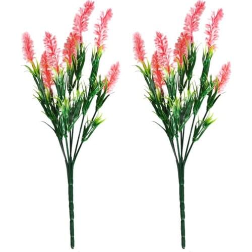 2Pcs Artificial Lavender Flower Plastic Artificial Flower Faux Lavender Plant Fake Plant For Home Decor Grain Decorative