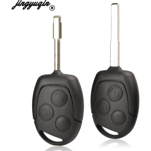 Jingyuqin Remote Key 3 Buttons for Ford Focus Fiesta Mondeo C MAX Fusion Transit HU101 Blade Key Fob Case