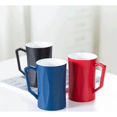 Nordic Style Ceramic Mug Simple Solid Handle Coffee Cup Big Water Cup Office Gift