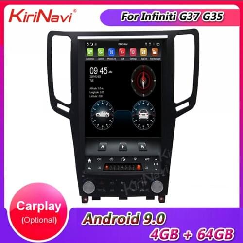 KiriNavi Vertical Screen Tesla Style Android 9.0 12.1" Car Radio GPS Navigation For Infiniti G37 G35 G25 G37S Car Dvd Multimedia