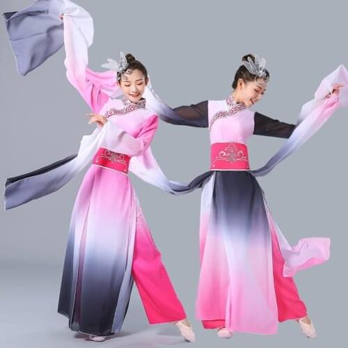 Chinese folk dance costumes classical fan stage wear national dance clothes ancient national dance of China costume DD1950
