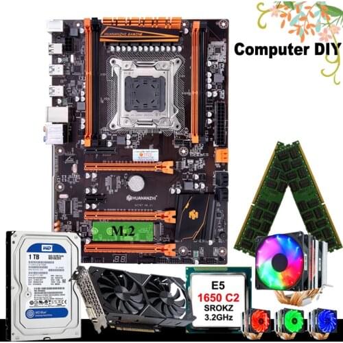 Computer DIY HUANANZHI deluxe X79 LGA2011 motherboard 1TB SATA HDD GTX1050Ti 4G CPU Xeon E5 1650 C2 with cooler RAM 16G(2*8G)