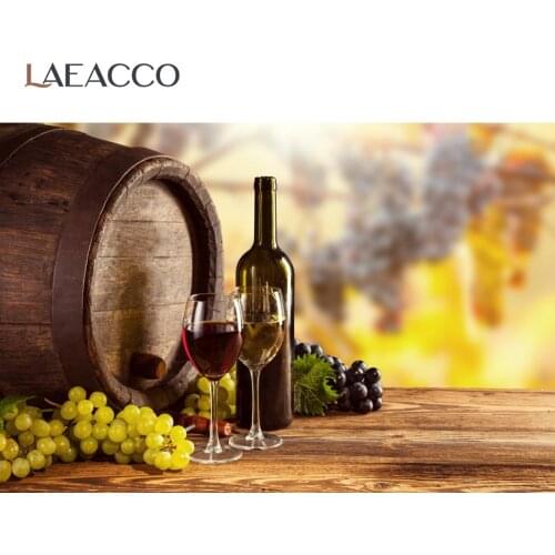 Laeacco Vintage Wooden Jar Grape Wine Farm Rural Autumn Scenic Photographic Backgrounds Photography Backdrops For Photo Studio