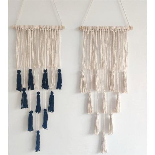 Handmade Knitted Macrame Tassel Tapestry Bohemia Wall Hanging Living Room Bedroom Boho Wedding Home Decor Craft Gift Photo Props