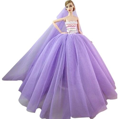 1:6 Fashion Purple Princess Wedding Gown Dress for Barbie Doll Clothes Outfits 1/6 BJD Dolls Accessories Toys Girl Gift Cosplay