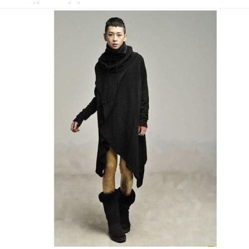 S-5xl Non-mainstream Sweatshirts Tide Mens Personality Korean Version Long Hoodies Nightclub Singer Stage Plus Size Costumes