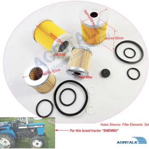 The set of paper oil filter and fuel filter element with O seals kit for Shenniu Bison SN250 / SN254 with engine Hubei 295T