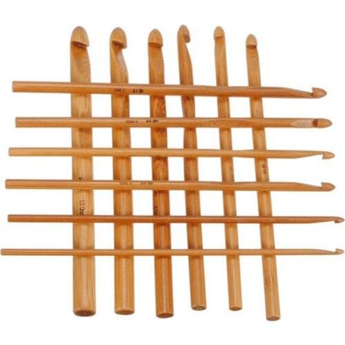 New Arrive 12pcs/set Sweater knitting Circular Bamboo Handle Crochet Hooks Smooth Weave Craft Needle 12 Size