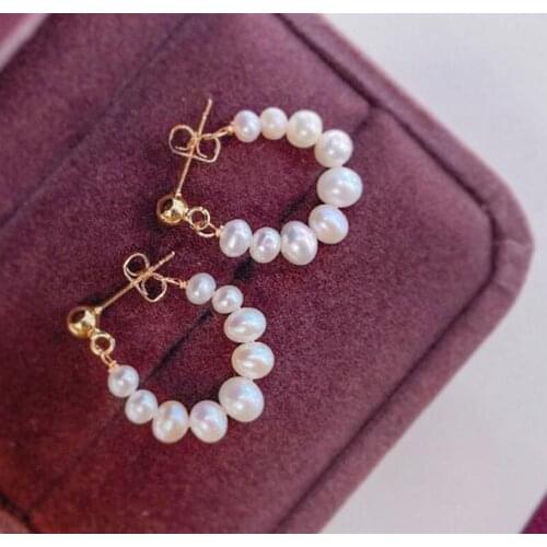 New Arrival Classic Pearl Earrings Gold Color S925 Silver Stud Earring White Real Freshwater Pearls 14K Gold Plated Fine Jewelry