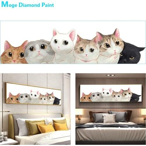Bedside Banner Six Kittens Diamond Painting Animal Round Full Drill Cat Nouveaute DIY Mosaic Embroidery 5D Cross Stitch Gifts