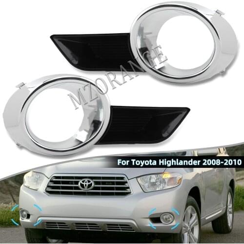 Fog Lights Fog Lamp Cover Grill for Toyota Highlander 2008 2009 2010 Silver Bezel Led Fog Lights Driving Fog Lamp Headlight