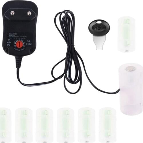 Adjustable Voltage 3V 4.5V 5V 6V 7.5V 9V 12V EU Plug Power Adapter Replace 2 to 8pcs LR20 D Cell Battery Eliminator for Daily Us