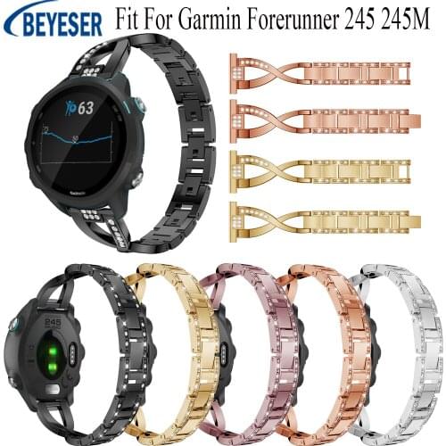 20mm Luxury Elegant Rhinestone Wristband For Garmin forerunner 245 245M Stainless Steel Strap Replacement Watchband Bracelet