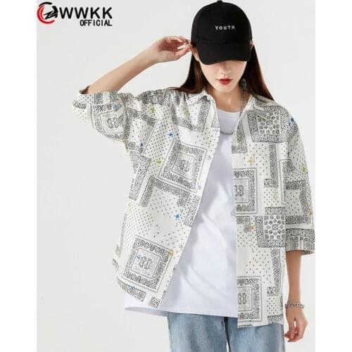 Women Men Kawaii Love Harajuku Button Up Shirts 2021 Summer Mens Hawaii Streetwear Short Sleeve Shirts Male Kpop Vintage Tops