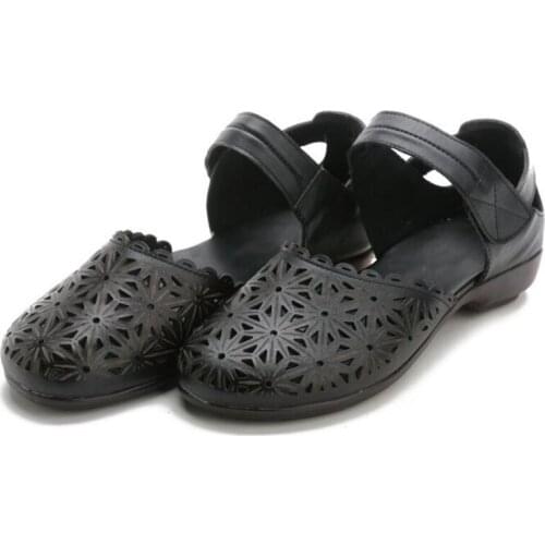 2020 Newest Summer Classic Flower Hollow Sandals Fashion Casual Sandals Light Soft Comfort Sandals Women Genuine Leather Sandals