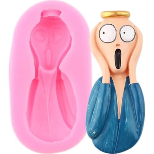 Scared Doll Silicone Molds Chocolate Fondant Mold Cupcake Topper Mould Candy Resin Clay Moulds Sugarcarft Cake Decorating Tools