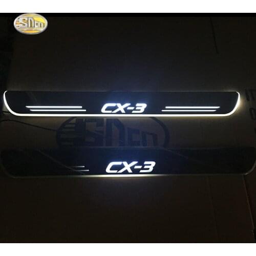 SNCN LED moving light scuff pedal for Mazda CX-3 CX3 car acrylic led door sill welcome pedal