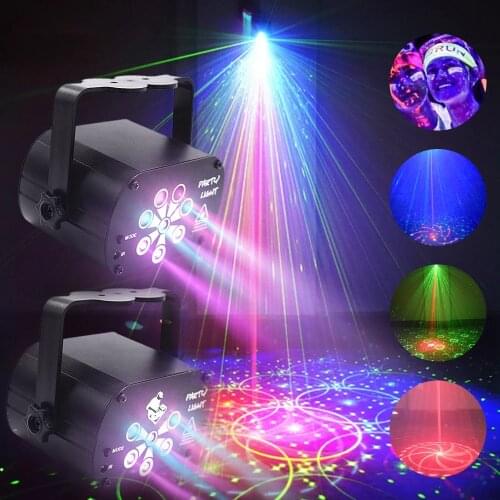 LED Stage Light Disco Lamp Laser Projector Stage Lighting Effect LED DJ Lamp USB Rechargeable RGB Party Decor Lamp Voice Control