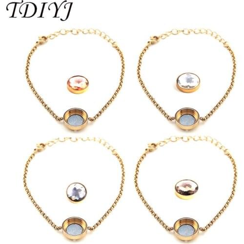 TDIYJ 21CM Mixed Gold Fashion European Women Stainless Steel Chain Bracelet as Spanish My Coin Style in Jewelry Finding
