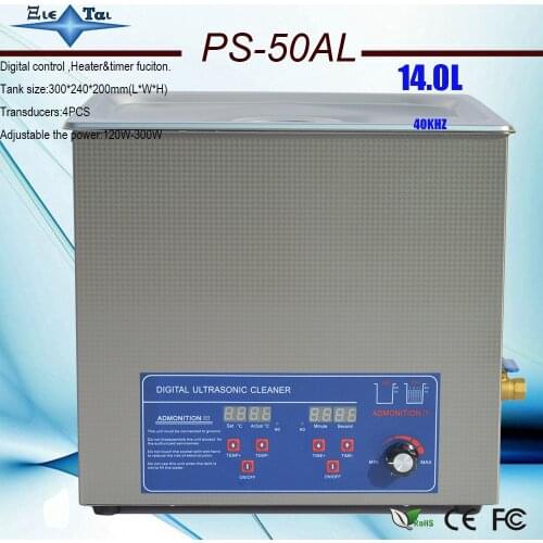 PS-50AL 110/220V Adjustable power120-300W Ultrasonic Cleaner 14L for Equipment Stainless Steel Machine free bath