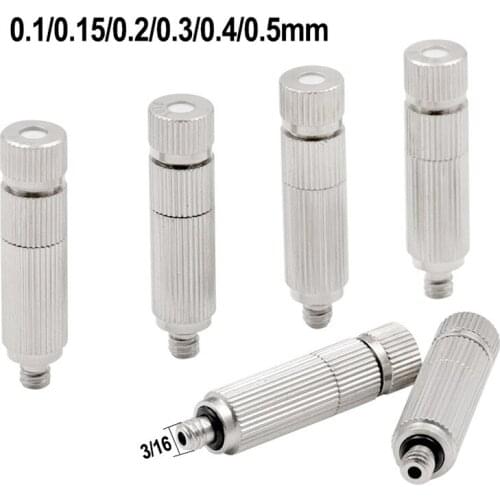 High Pressure Misting Nozzles 0.1/0.15/0.2/0.3/0.4/0.5mm Brass Spray Head UNC10-24 3/16" Thread Mist Cooling System Garden Tools