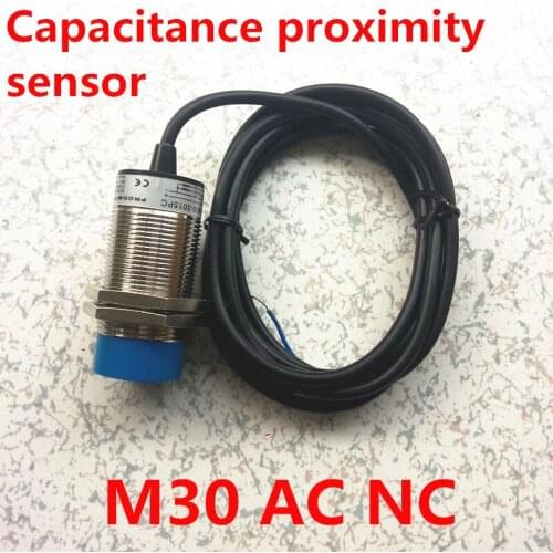 High quality AC 90-250v 2 wires NC M30 proximity capacitance sensor normally close switch distance 15mm metal case Free shipping