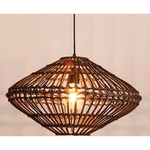 Southeast Asia Vintage Country Chinese Style Bamboo Wicker Rattan Pendant Lamp Restaurant Teahouse Home Decor Lighting Fixture
