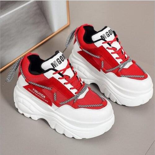 Women Platform Sneakers NEW Autumn Breathable Sport Dad Shoes High Top Chunky Casual Shoes Thick Bottom Mesh Flats Ladies Creepe