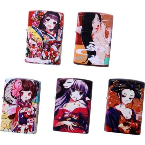 Zorro six-sided Color Printing Wheel Lighter Personality Creative Japanese Beauty Windproof Kerosene Lighter Mens Accessories