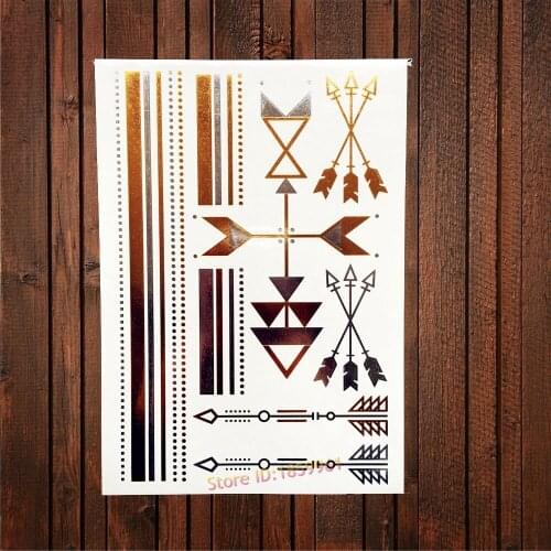 1PC Fashion Gold Flash Water Transfer Tattoo BOdy Art Arm Shoulder Hands Tattoo Back Henna Mehndi Tatoo Paste Paper Summer AYH38