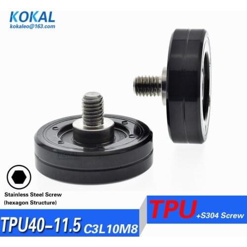 1PCS M8 screw shaft TPU PU Fitness Equipment low noise bearing pulley with shaft and screw M8 TPU10X40X11.5 M8*40*11mm