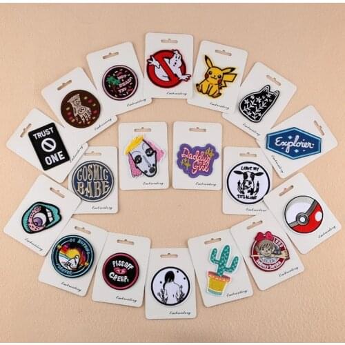 10pcs/lot Anime Embroidery Patch Letter Clothing Decoration Floral Animal Finger Girl Cactus Strange Thing Iron Heat Transfer