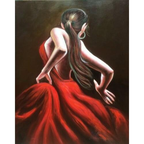 100%Hand Painted Modern Abstract Figure Oil Painting on Canvas Dancing Sexy Woman Canvas Painting Wall Art Picture Living Room