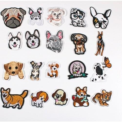 100pcs/lot Embroidery Patch Letter Dog Puppy Animal Pet Flower Clothing Decoration Sewing Accessory Iron Heat Transfer Applique