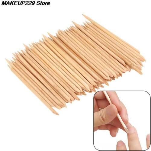 100 Pcs/Packs Wooden Cuticle Pusher Nail Art Cuticle Remover Orange Sticks For Manicure Nail Tools Pedicure Care Stick HOT