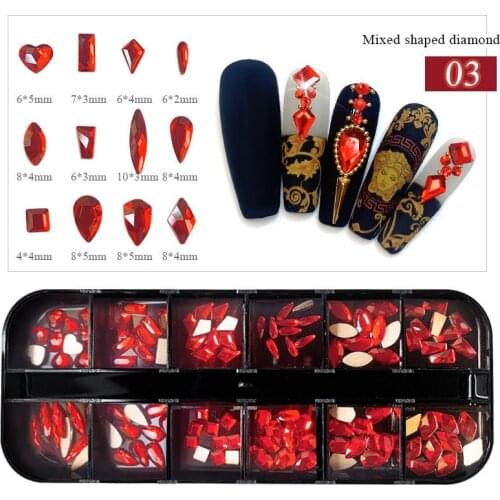 12 Grid Diy Nail Art 3D Decoration In Box Crystal Stone Accessories Clear Nail Tools Nail Art Rhinestone Nail Art Decorations