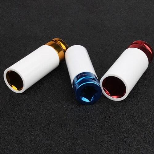 3Pcs Auto Car 1/2\" 17mm/0.67in 19mm/0.75in 21mm/0.83in Alloy Thin Wall Wheel Nut Deep Impact Socket Drive Set Gift Box Repair