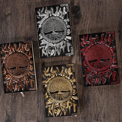 Retro Notepad A5 Notebook PU Creative Embossed Diary Handbook Korean Stationery Student school office writing book