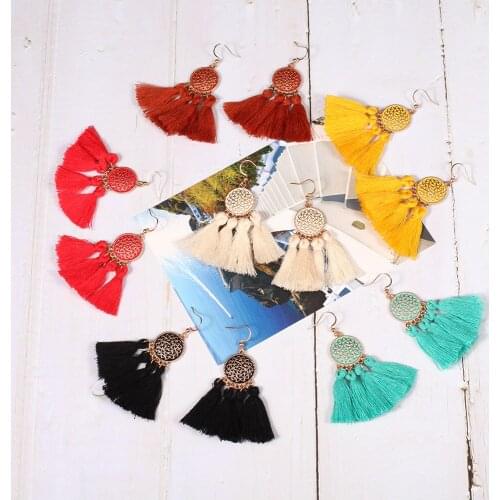 Bohemian Tassel Drop Earrings for Women Female Fashion Ethnic Red White Black Fringe Dangle Earring Jewelry