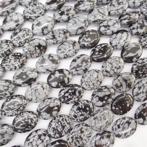 2 Strands 16x12x5mm Natural Black&Gray Snowflake Obsidiant Oval Loose Beads DIY Fashion Jeawelry Making Accessories Unisex 15.5"
