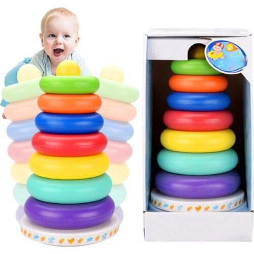 Sunny Music Colorful 2101 Rainbow Tower Tumbler Layer Stacking Seven-Color Rings Children Stacking Rings Baby Stacked Toys