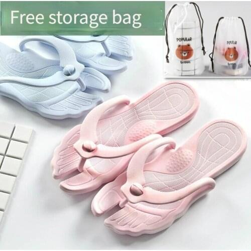 Travel and business trip portable flip flop womens bathroom bath waterproof antiskid hotel home foldable male couple slippers