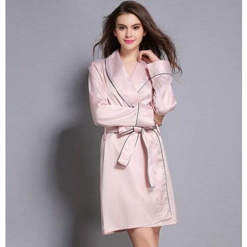Ladies Summer Bathrobe For Women Solid Bath Robe Dressing Gown Solid Robe Sleepwear Pajama Nightdress Full Sleeve Free Shipping