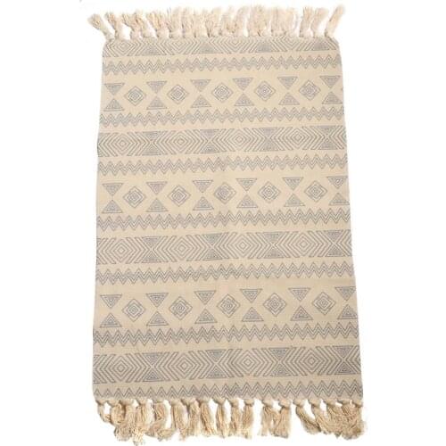 Cotton Knitting Thickened Anti Slip Fringed Floor Mat Printing Kitchen Living Room Bedside Carpet