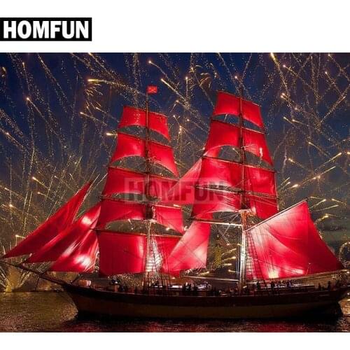 HOMFUN Full Square/Round Drill 5D DIY Diamond Painting "Sailing fireworks" Embroidery Cross Stitch 5D Home Decor Gift A02305