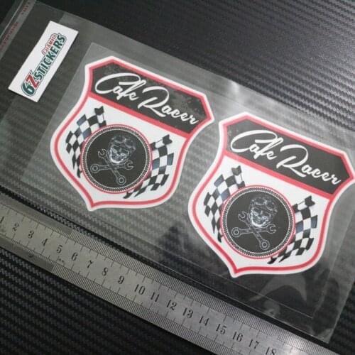 Sixsub red Cafe Racer Britain National flag Match lattice Badge shield Reflective stickers decals waterproof sunscreen 2p