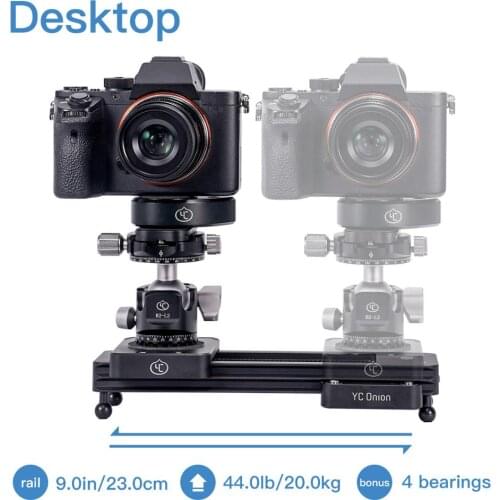YC Onion Mini Manual Slider Portable DSLR Dolly Camera Slider 9''23cm Hydraulic Damping Chocolate Slider for Video Shooting
